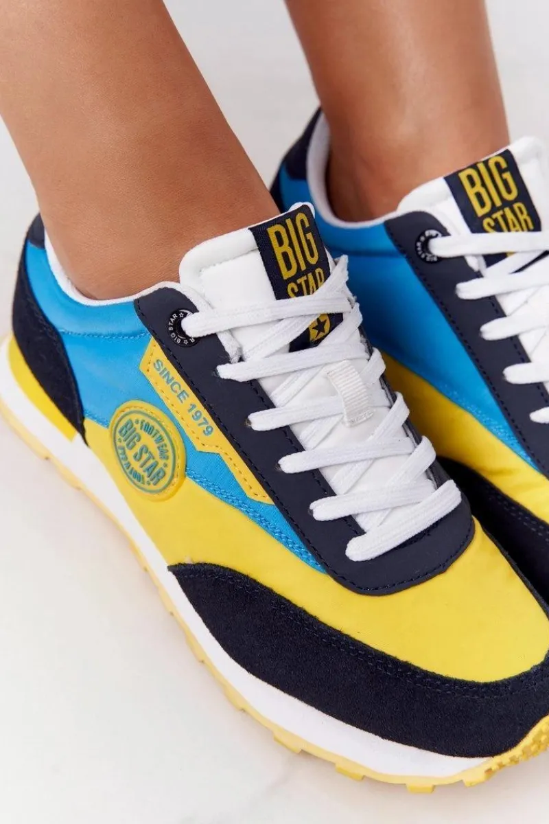 Online Big Star Shoes Damskie Sportowe Buty Memory Foam Big Star HH274525 Żółto-Niebieskie