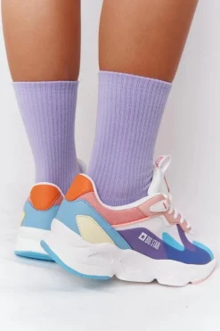 Clearance Damskie Sportowe Buty Memory Foam Big Star HH274809 Biało-Różowe Damskie Trampki Damskie Big Star|Big Star