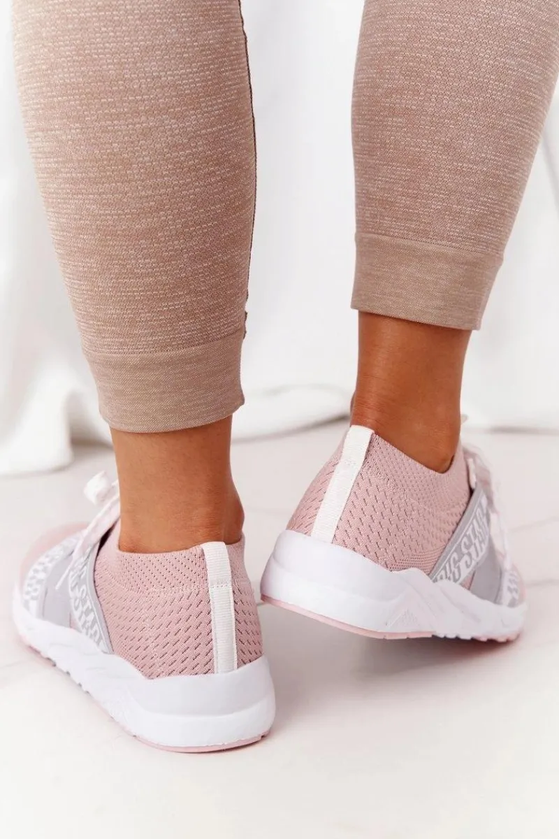 Trampki Damskie Big Star|Buty Sportowe Na Platformie>Big Star Shoes Damskie Sportowe Buty Memory Foam Big Star HH274353 Różowe