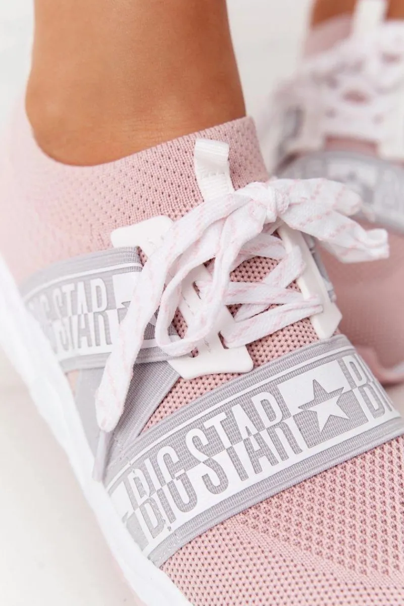 Trampki Damskie Big Star|Buty Sportowe Na Platformie>Big Star Shoes Damskie Sportowe Buty Memory Foam Big Star HH274353 Różowe