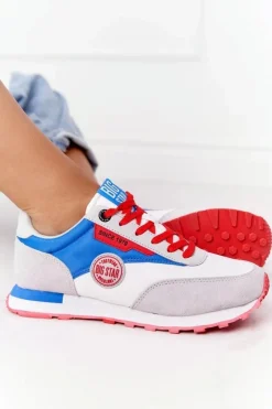 Best Damskie Sportowe Buty Memory Foam Big Star HH274526 Biało-Niebieskie Damskie Trampki Damskie Big Star|Big Star