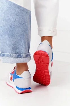 Best Damskie Sportowe Buty Memory Foam Big Star HH274526 Biało-Niebieskie Damskie Trampki Damskie Big Star|Big Star