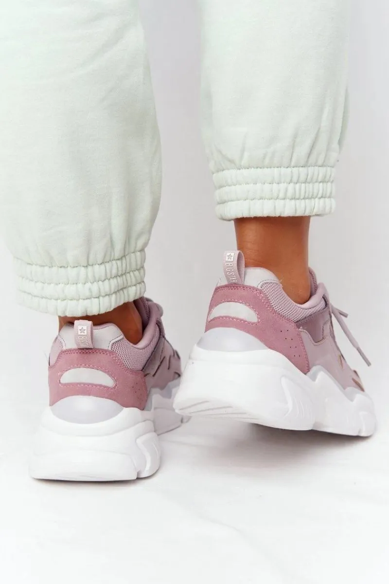 Sale Big Star Shoes Damskie Sportowe Buty Memory Foam Big Star HH274258 Fioletowe