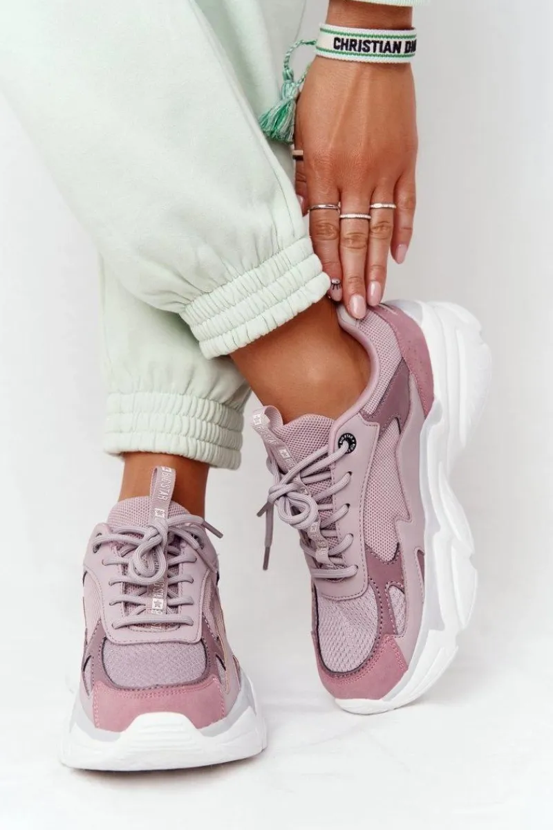 Sale Big Star Shoes Damskie Sportowe Buty Memory Foam Big Star HH274258 Fioletowe