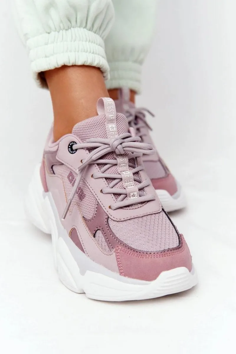 Sale Big Star Shoes Damskie Sportowe Buty Memory Foam Big Star HH274258 Fioletowe