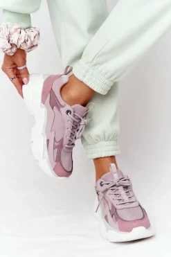 Sale Big Star Shoes Damskie Sportowe Buty Memory Foam Big Star HH274258 Fioletowe