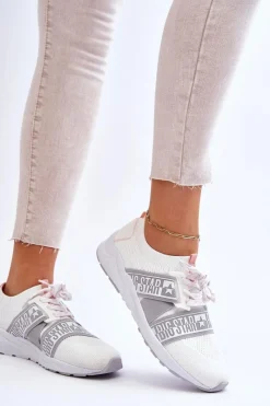 Outlet Damskie Sportowe Buty Memory Foam Big Star HH274355 Białe Damskie Trampki Damskie Big Star|Buty Sportowe Na Platformie