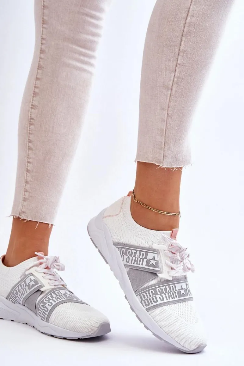 Outlet Damskie Sportowe Buty Memory Foam Big Star HH274355 Białe Damskie Trampki Damskie Big Star|Buty Sportowe Na Platformie