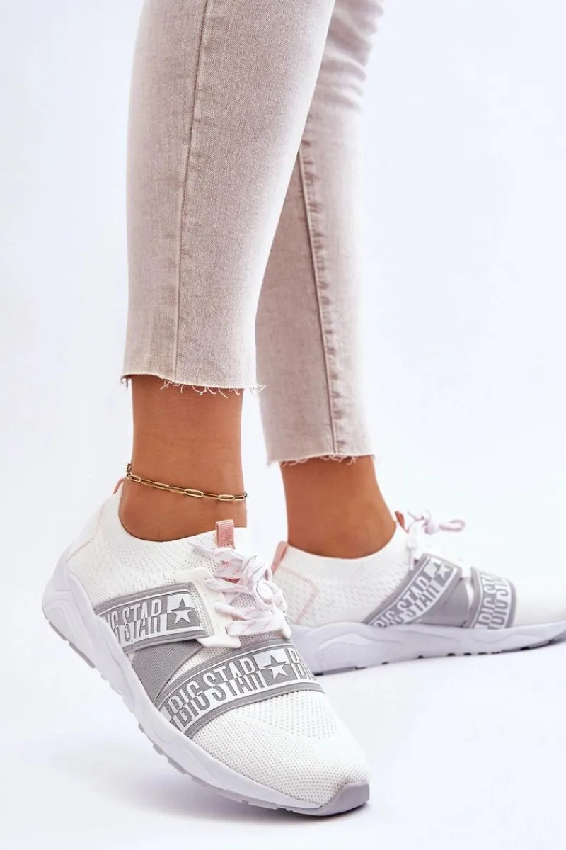 Outlet Damskie Sportowe Buty Memory Foam Big Star HH274355 Białe Damskie Trampki Damskie Big Star|Buty Sportowe Na Platformie