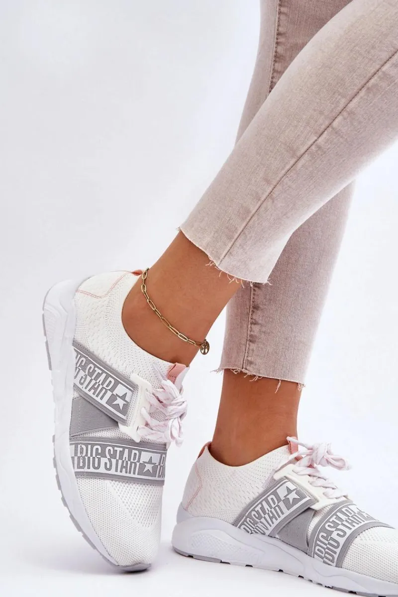 Outlet Damskie Sportowe Buty Memory Foam Big Star HH274355 Białe Damskie Trampki Damskie Big Star|Buty Sportowe Na Platformie