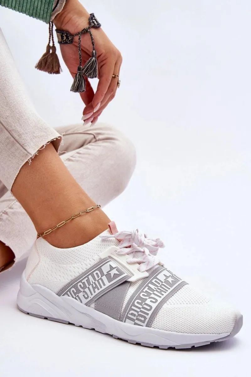 Outlet Damskie Sportowe Buty Memory Foam Big Star HH274355 Białe Damskie Trampki Damskie Big Star|Buty Sportowe Na Platformie