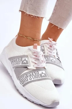 Outlet Damskie Sportowe Buty Memory Foam Big Star HH274355 Białe Damskie Trampki Damskie Big Star|Buty Sportowe Na Platformie