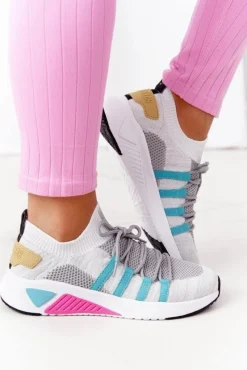 Hot Big Star Shoes Damskie Sportowe Buty Memory Foam Big Star HH274531 Biało-Szare