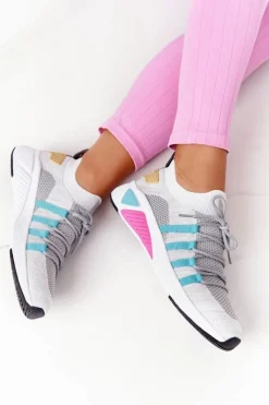 Hot Big Star Shoes Damskie Sportowe Buty Memory Foam Big Star HH274531 Biało-Szare