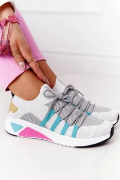 Hot Big Star Shoes Damskie Sportowe Buty Memory Foam Big Star HH274531 Biało-Szare