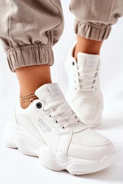 Sale Damskie Sportowe Buty Memory Foam Big Star II274359 Białe Damskie Trampki Damskie Big Star|Big Star