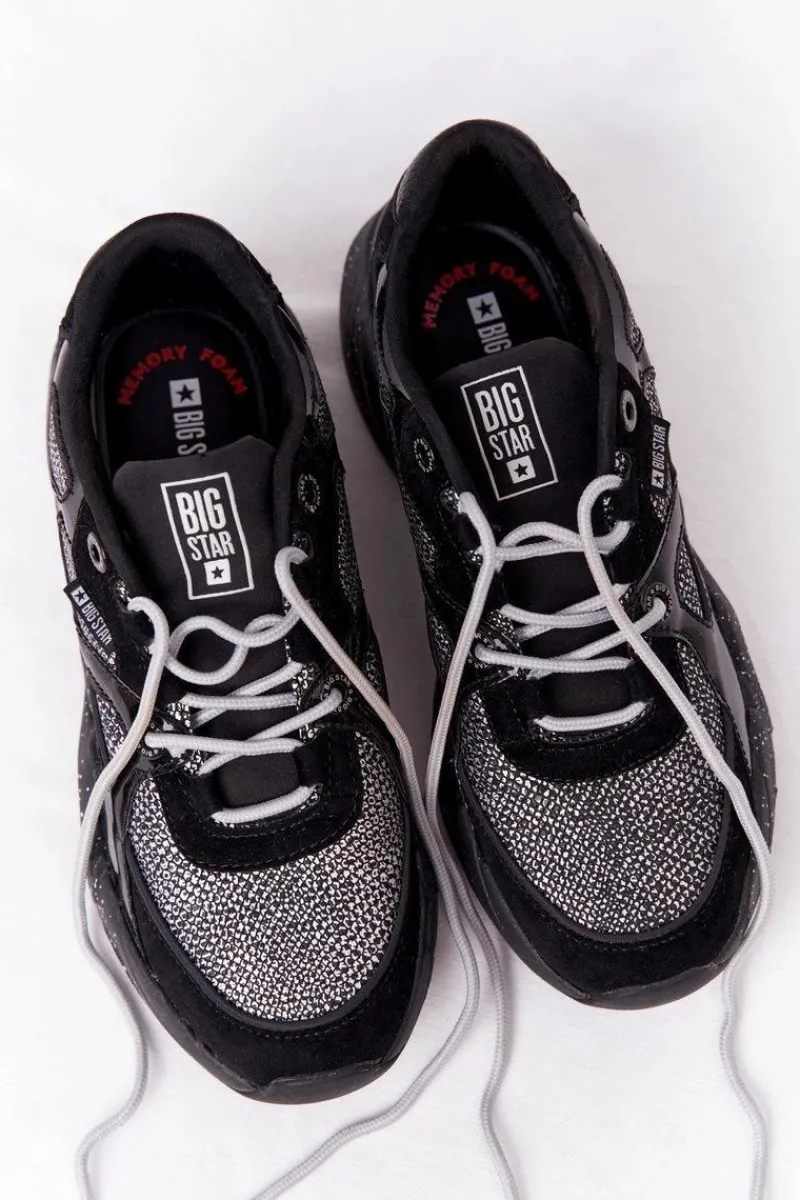 Trampki Damskie Big Star|Buty Sportowe Na Platformie>Big Star Shoes Damskie Sportowe Buty Memory Foam Big Star HH274325 Czarne