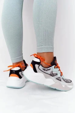 Clearance Big Star Shoes Damskie Sportowe Buty Memory Foam Big Star HH274324 Szaro-Zielone