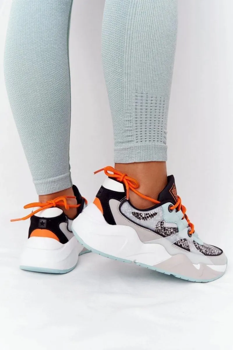 Clearance Big Star Shoes Damskie Sportowe Buty Memory Foam Big Star HH274324 Szaro-Zielone