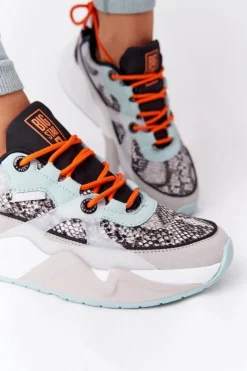 Clearance Big Star Shoes Damskie Sportowe Buty Memory Foam Big Star HH274324 Szaro-Zielone