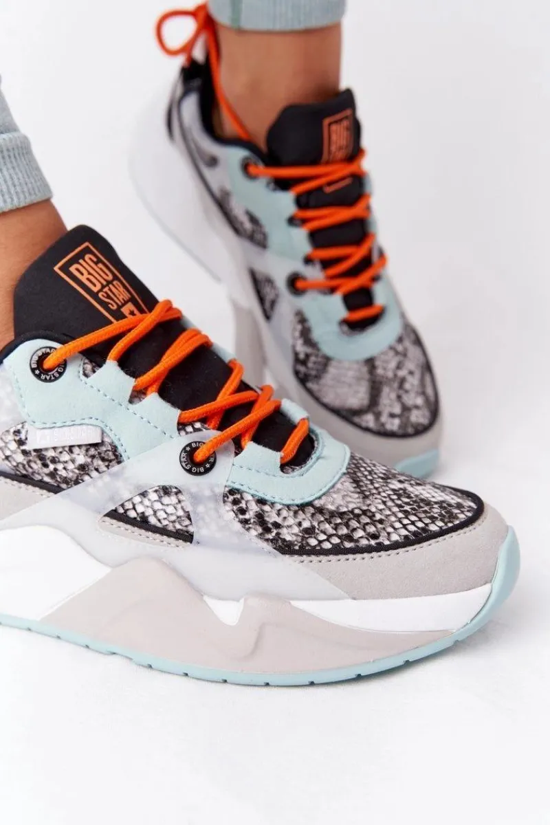 Clearance Big Star Shoes Damskie Sportowe Buty Memory Foam Big Star HH274324 Szaro-Zielone