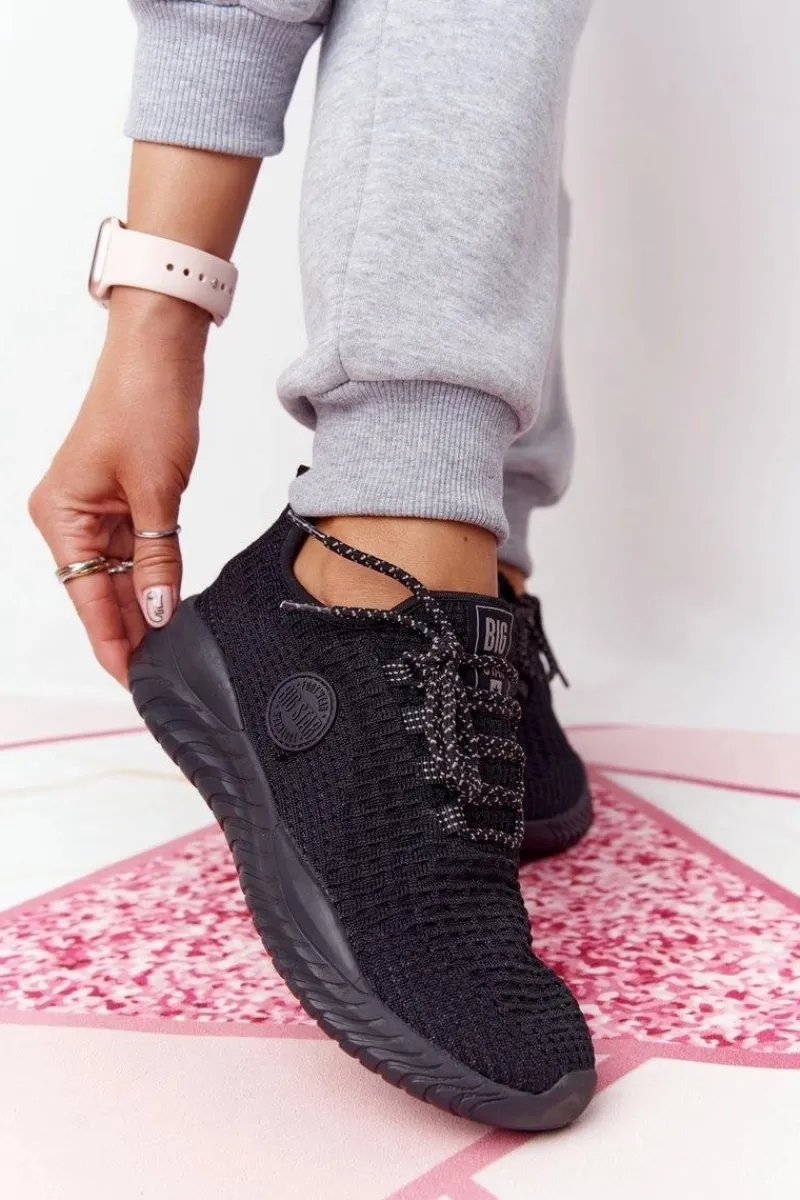 Trampki Damskie Big Star|Big Star>Big Star Shoes Damskie Sportowe Buty Memory Foam Big Star HH274298 Czarne