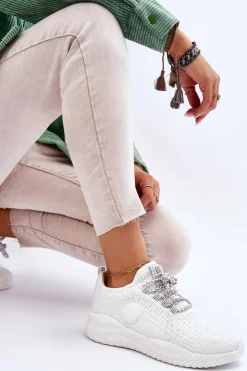 Discount Damskie Sportowe Buty Memory Foam Big Star HH274296 Białe Damskie Trampki Damskie Big Star|Buty Sportowe Na Platformie