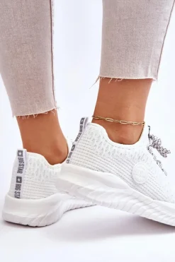 Discount Damskie Sportowe Buty Memory Foam Big Star HH274296 Białe Damskie Trampki Damskie Big Star|Buty Sportowe Na Platformie