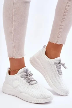 Discount Damskie Sportowe Buty Memory Foam Big Star HH274296 Białe Damskie Trampki Damskie Big Star|Buty Sportowe Na Platformie