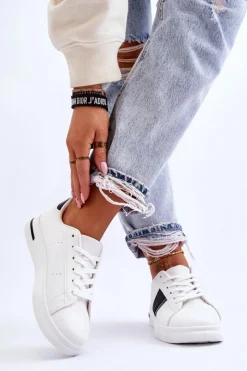 Sale Damskie Sportowe Buty Na Platformie Biało-Czarne Soris Damskie Sneakersy Damskie