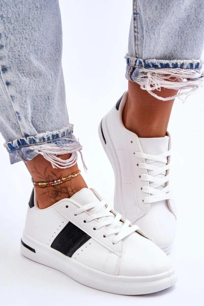 Sale Damskie Sportowe Buty Na Platformie Biało-Czarne Soris Damskie Sneakersy Damskie