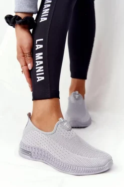 Online Boto Damskie Sportowe Buty Slip-on Szare Be Stretchy