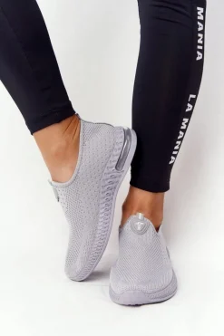 Online Boto Damskie Sportowe Buty Slip-on Szare Be Stretchy