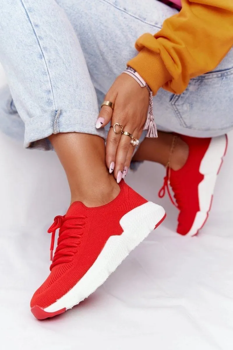 Clearance Damskie Sportowe Buty Slip-on Big Star DD274580 Czerwone Damskie Trampki Damskie Slip-On|Trampki Damskie Big Star