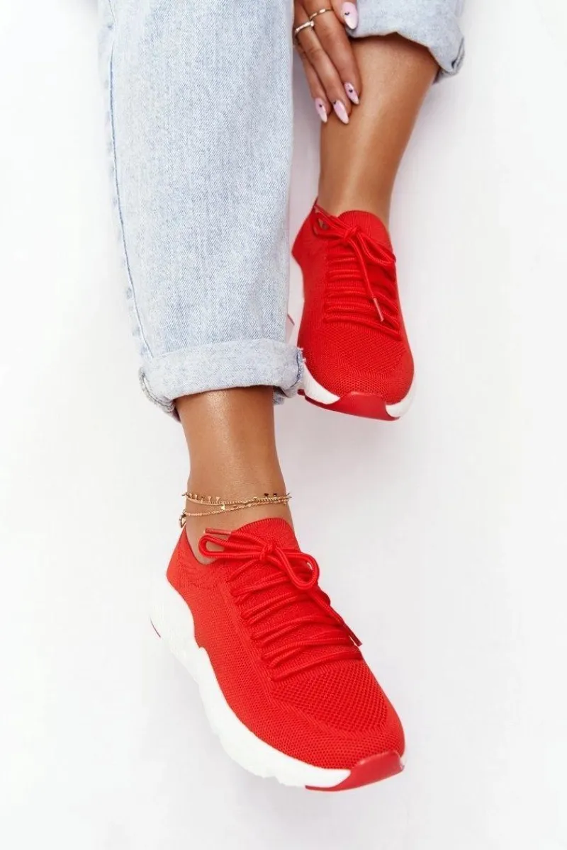 Clearance Damskie Sportowe Buty Slip-on Big Star DD274580 Czerwone Damskie Trampki Damskie Slip-On|Trampki Damskie Big Star