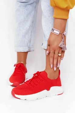 Clearance Damskie Sportowe Buty Slip-on Big Star DD274580 Czerwone Damskie Trampki Damskie Slip-On|Trampki Damskie Big Star