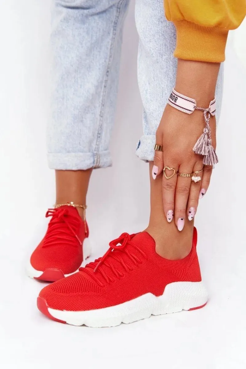 Clearance Damskie Sportowe Buty Slip-on Big Star DD274580 Czerwone Damskie Trampki Damskie Slip-On|Trampki Damskie Big Star