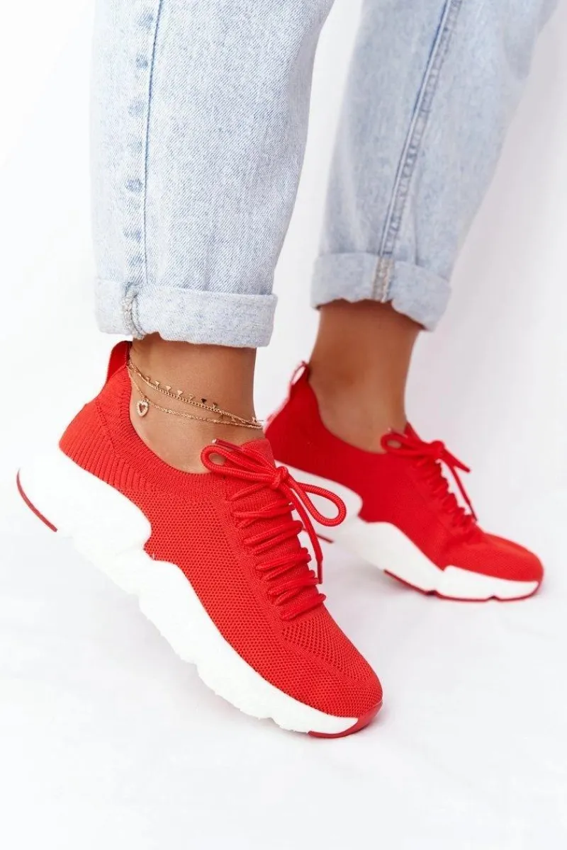 Clearance Damskie Sportowe Buty Slip-on Big Star DD274580 Czerwone Damskie Trampki Damskie Slip-On|Trampki Damskie Big Star