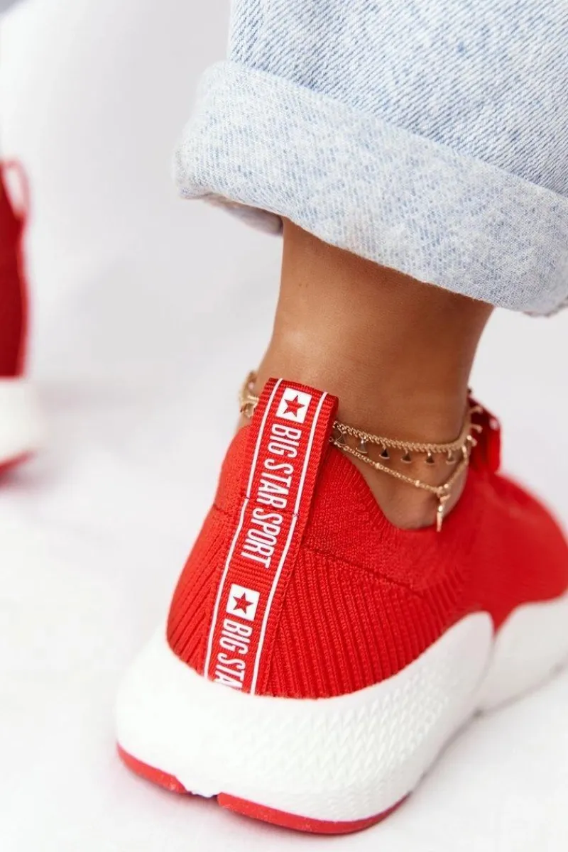 Clearance Damskie Sportowe Buty Slip-on Big Star DD274580 Czerwone Damskie Trampki Damskie Slip-On|Trampki Damskie Big Star