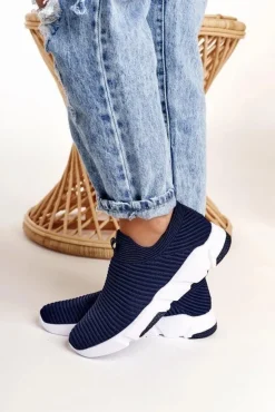 Sale Big Star Shoes Damskie Sportowe Buty Slip-on Big Star DD274464 Granatowe