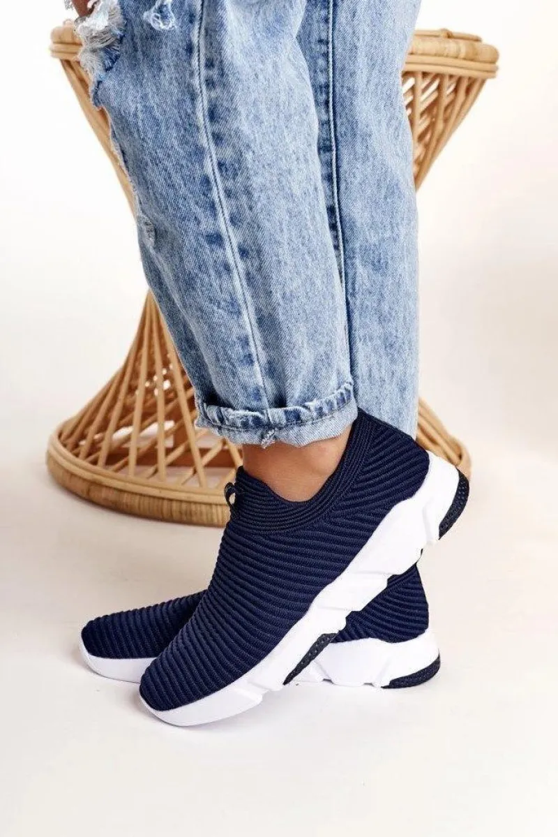 Sale Big Star Shoes Damskie Sportowe Buty Slip-on Big Star DD274464 Granatowe