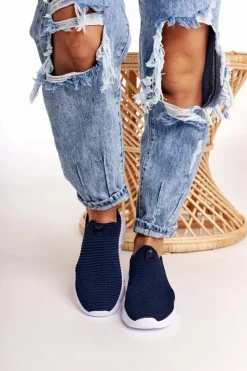 Sale Big Star Shoes Damskie Sportowe Buty Slip-on Big Star DD274464 Granatowe