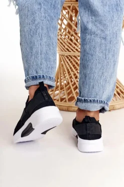 Hot Damskie Sportowe Buty Slip-on Memory Foam System Big Star FF274890 Czarne Damskie Trampki Damskie Slip-On|Trampki Damskie Big Star