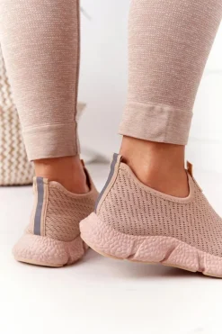 Outlet Damskie Sportowe Buty Slip-on Beżowe Marathon Damskie Trampki Damskie Slip-On