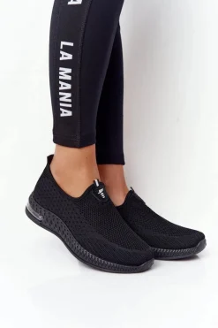 Discount Damskie Sportowe Buty Slip-on Czarne Be Stretchy Damskie Trampki Damskie Slip-On