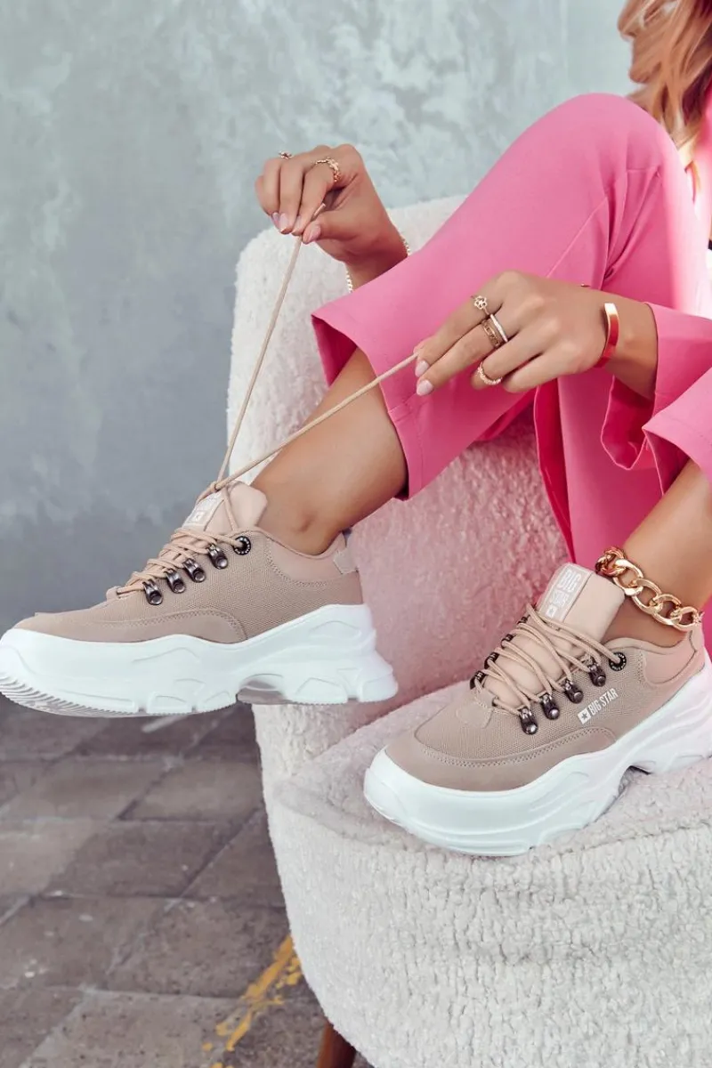 Online Big Star Shoes Damskie Sportowe Buty Sneakersy Big Star JJ274A222 Beżowe