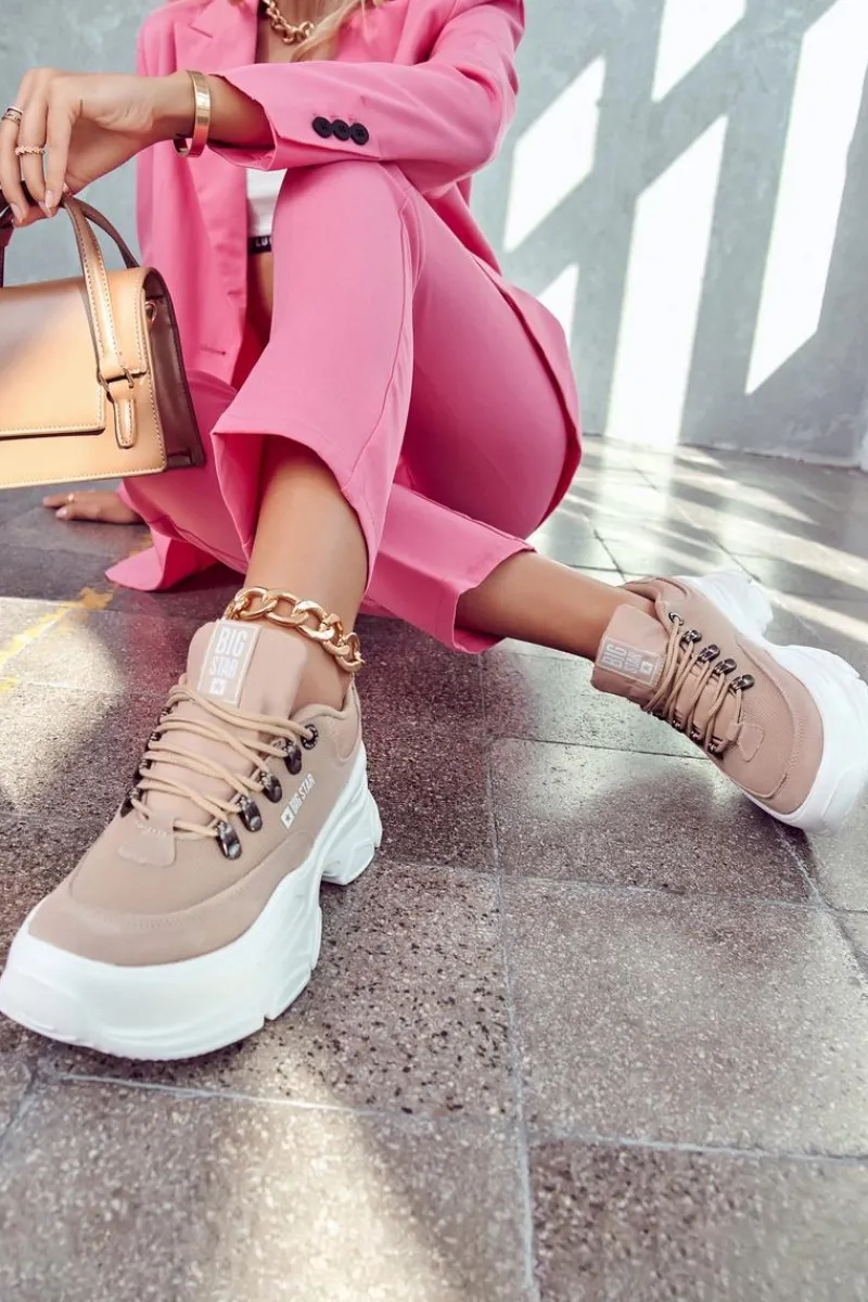 Online Big Star Shoes Damskie Sportowe Buty Sneakersy Big Star JJ274A222 Beżowe