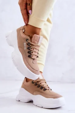 Online Big Star Shoes Damskie Sportowe Buty Sneakersy Big Star JJ274A222 Beżowe