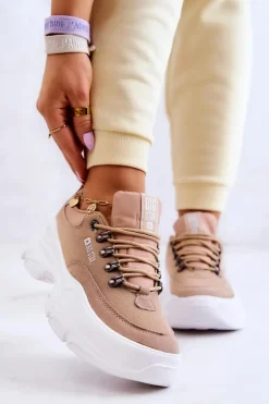 Online Big Star Shoes Damskie Sportowe Buty Sneakersy Big Star JJ274A222 Beżowe