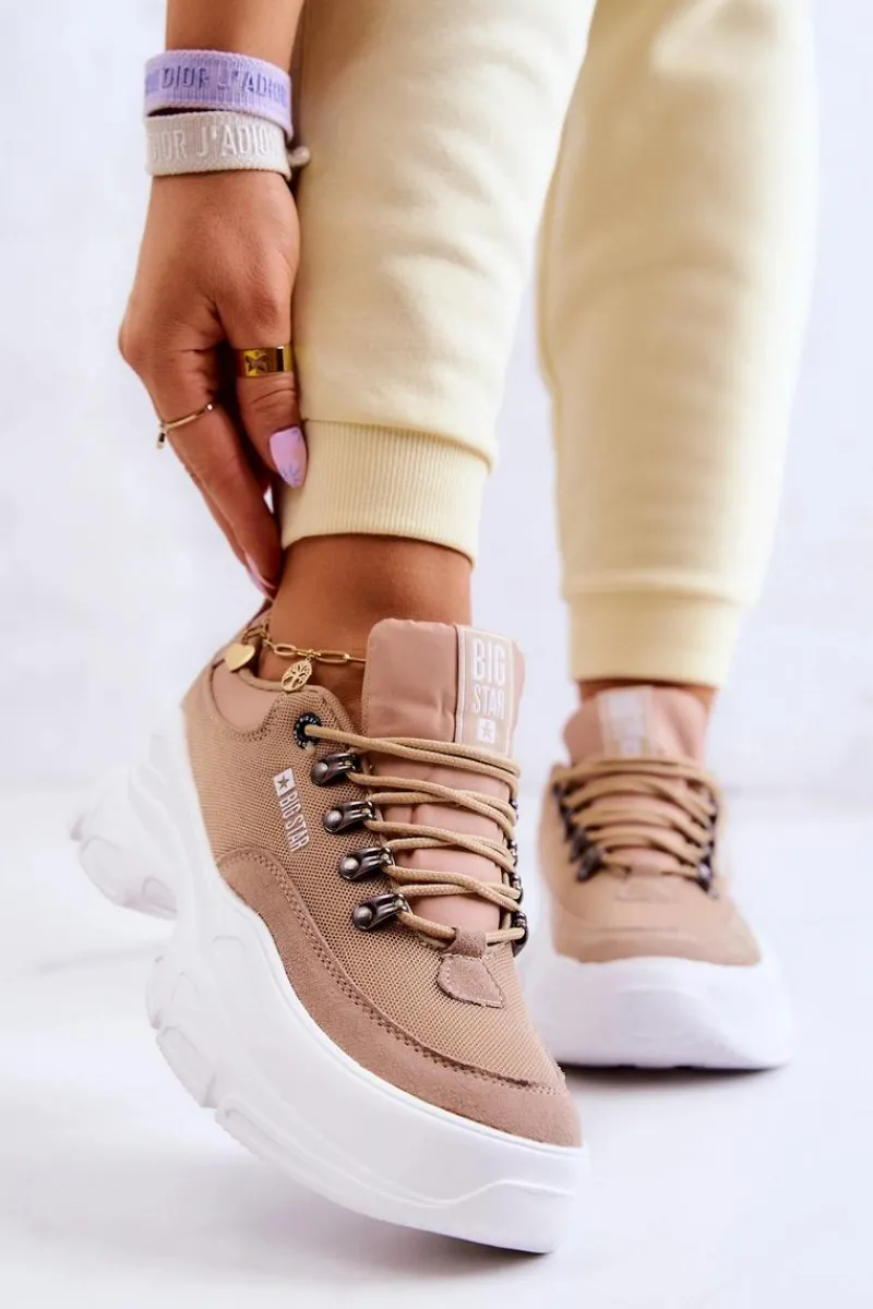 Online Big Star Shoes Damskie Sportowe Buty Sneakersy Big Star JJ274A222 Beżowe